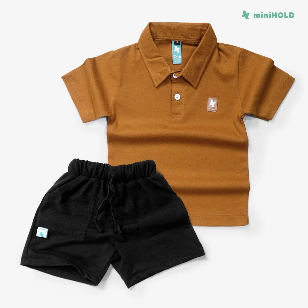 Setelan Kaos Kerah OneSet Combed 30s Kerah Celana Short Pants Terry 1-12 Th - Gambar 2