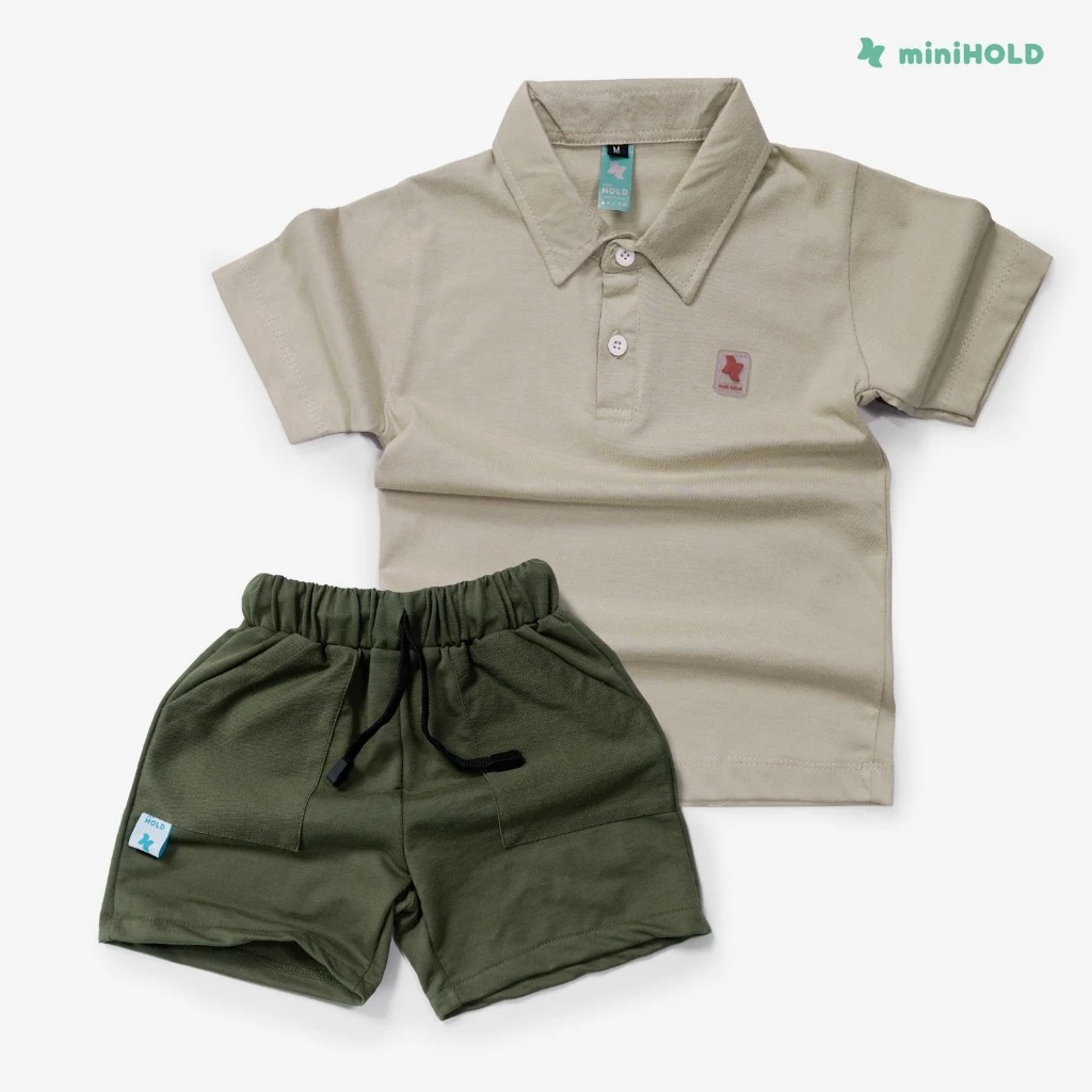 Setelan Kaos Kerah OneSet Combed 30s Kerah Celana Short Pants Terry 1-12 Th - Gambar 4