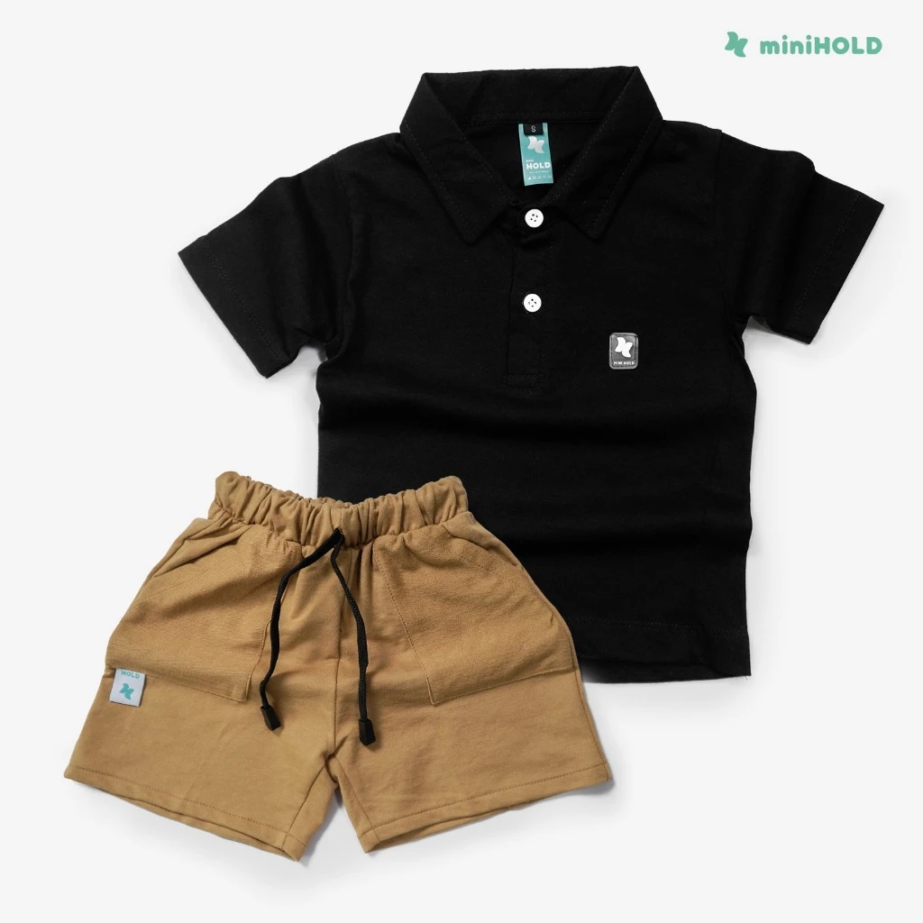 Setelan Kaos Kerah OneSet Combed 30s Kerah Celana Short Pants Terry 1-12 Th - Gambar 5