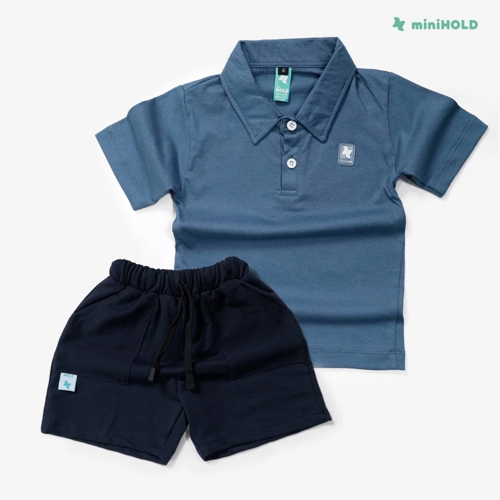 Setelan Kaos Kerah OneSet Combed 30s Kerah Celana Short Pants Terry 1-12 Th - Gambar 6